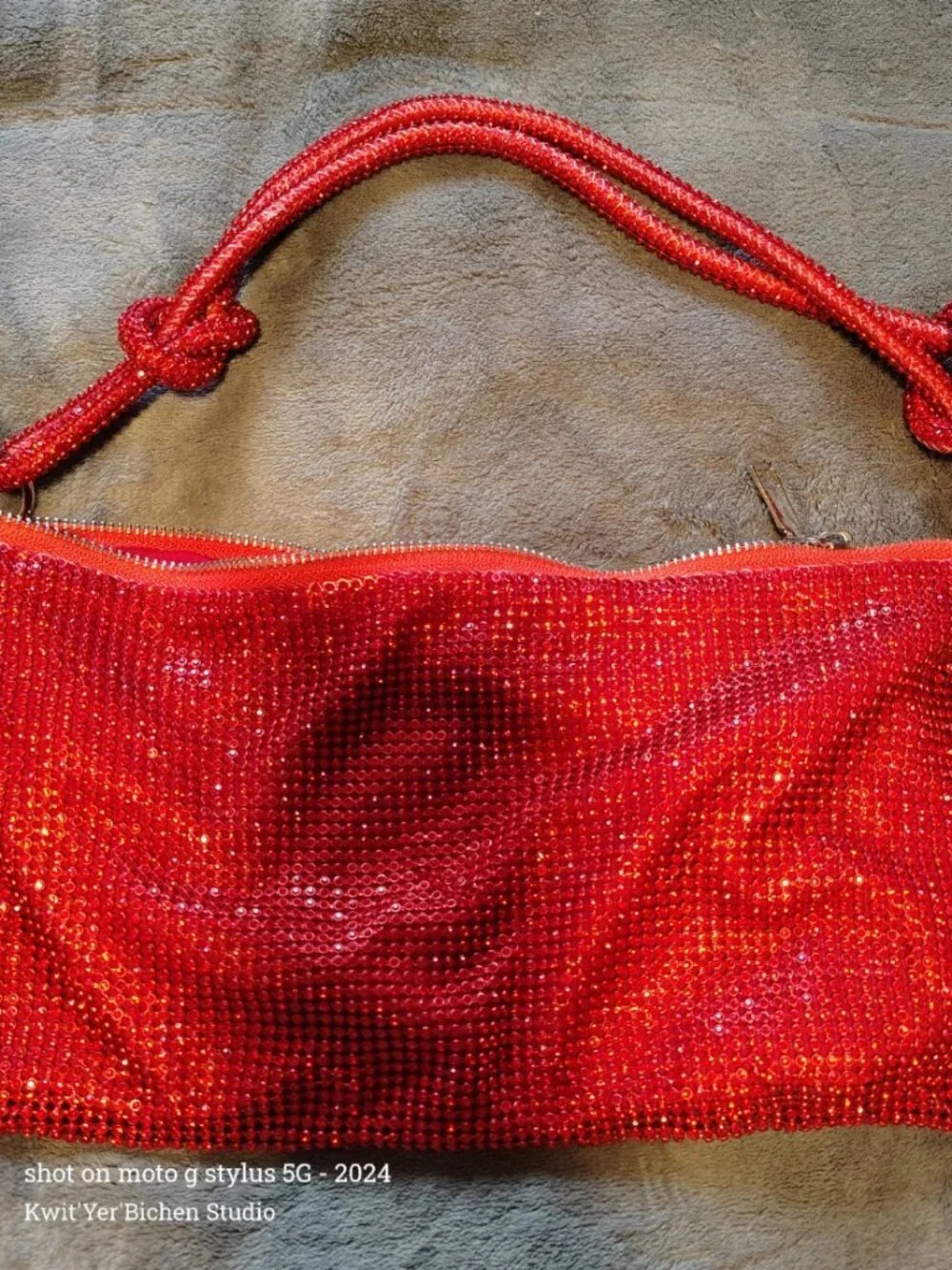 Red Rhinestone Sparkly Evening Bag